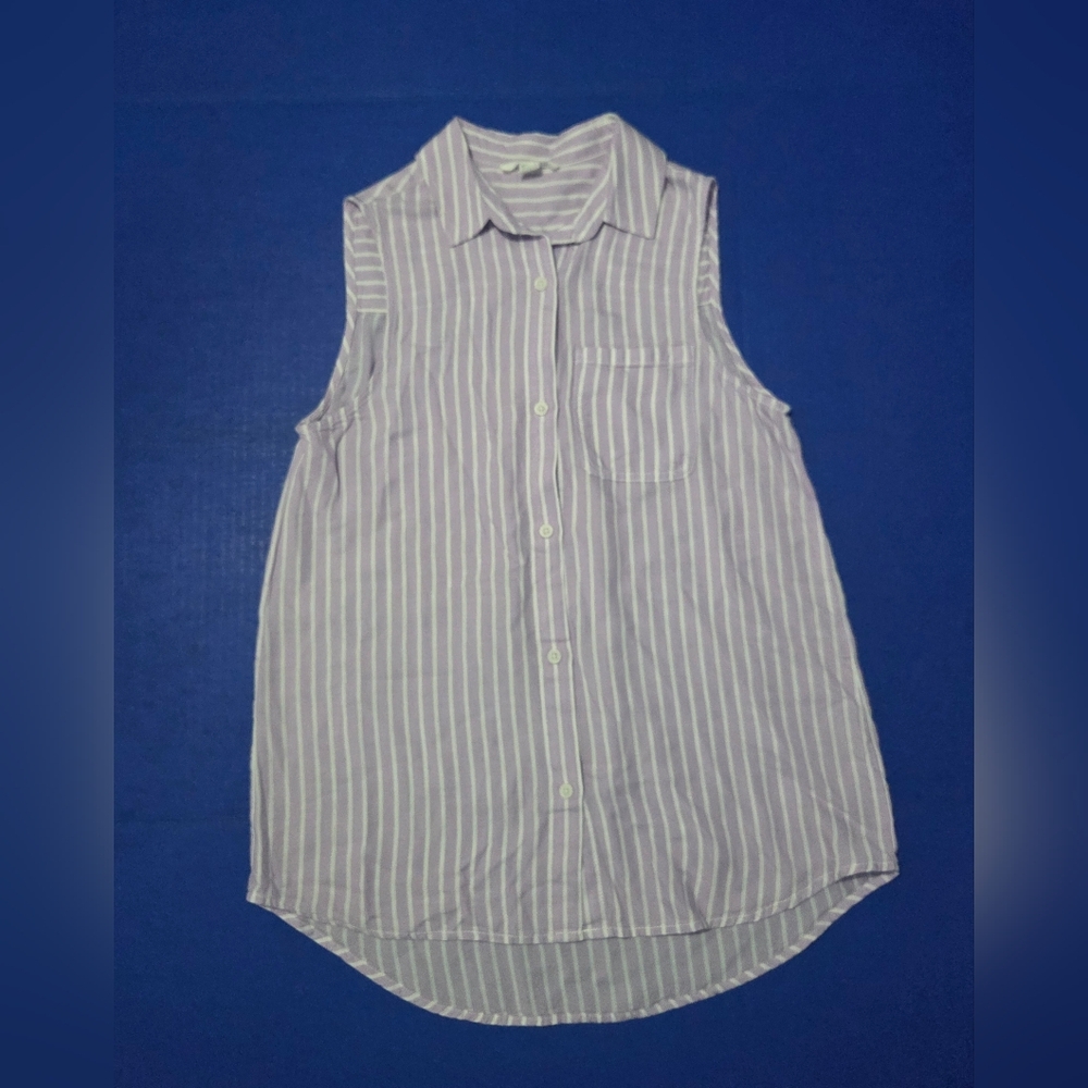 beachlunchlounge Purple Striped Button Down Shirt